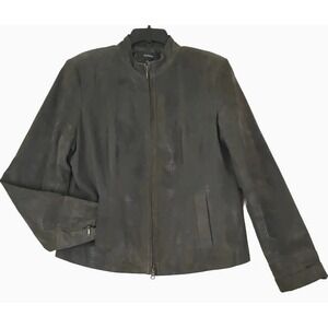 Alfani ~Woman Size XL~ Brown 100% Leather Full Zip Lined Pockets Ladies Jacket.